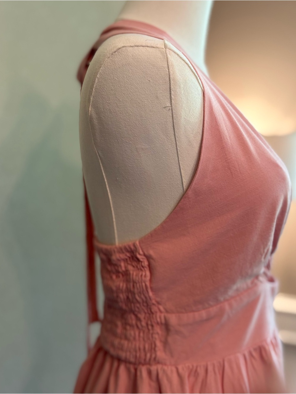Light Pink Halter Mini Dress with Front Cutout — Small - Picture 5 of 9